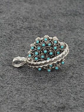 Reversible “Snake Eye” Pendant- Turquoise on one side & Red Coral on the other.